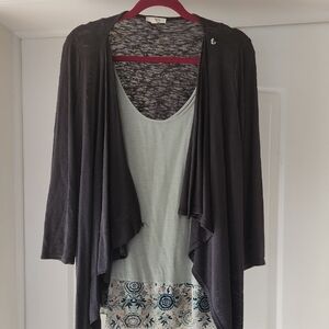 Maurices Charcoal Open-Front Cardigan With Tank Included